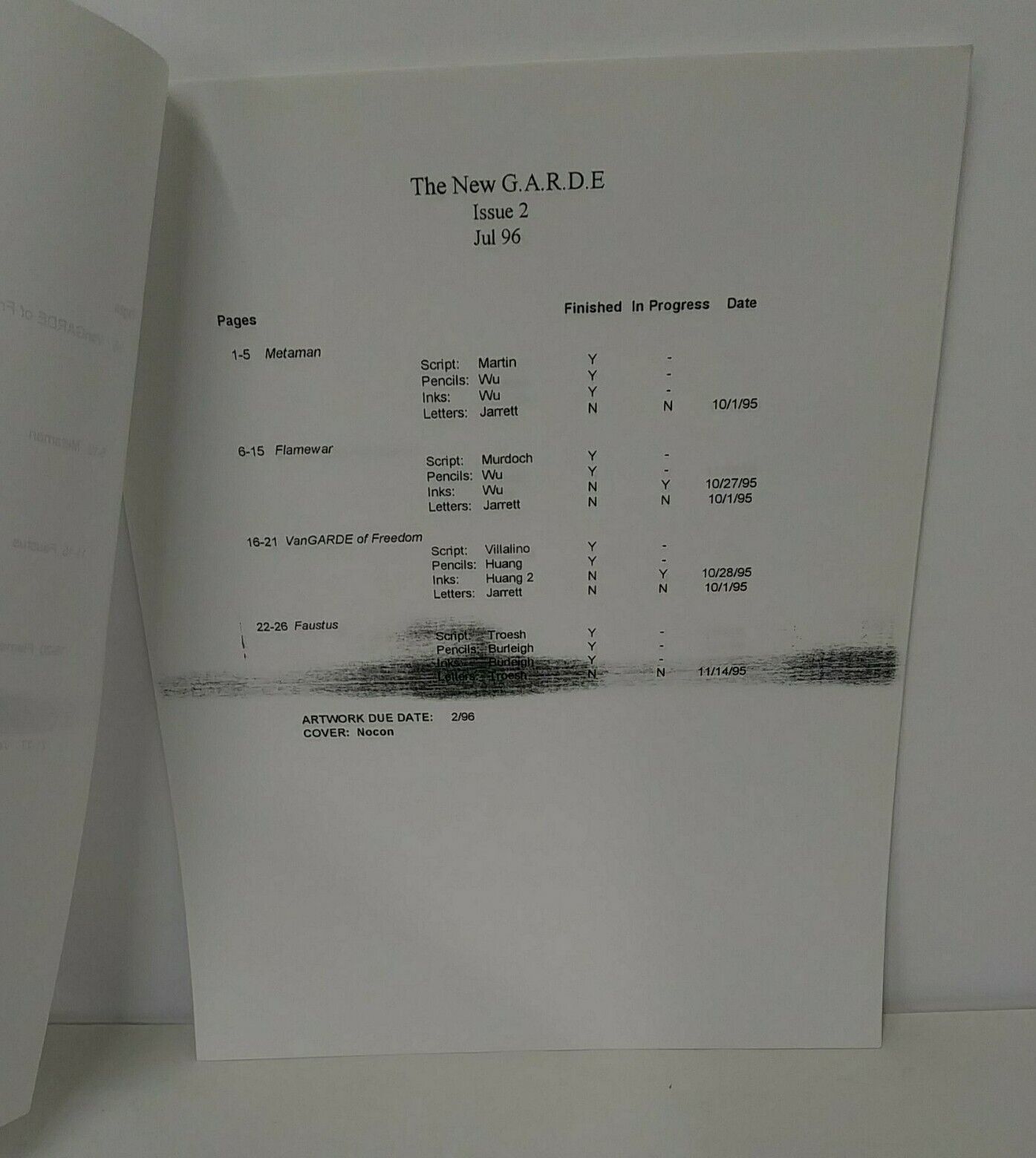 Top Cow (1996) Folder W Artist Acceptance & Rejection Letters Comic Team Roster