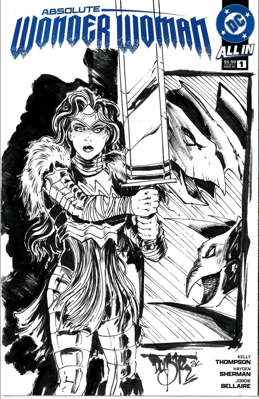 Absolute Wonder Woman 1 (2024) DC Comic Sketch Variant Cvr W Original DCastr Art