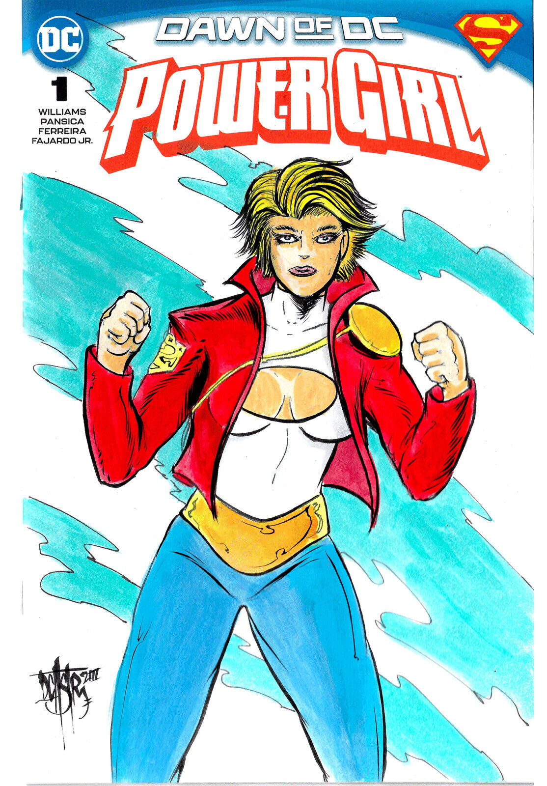 Power Girl #1 (2023) DC Comic Sketch Cover W Original Dave Castr Art