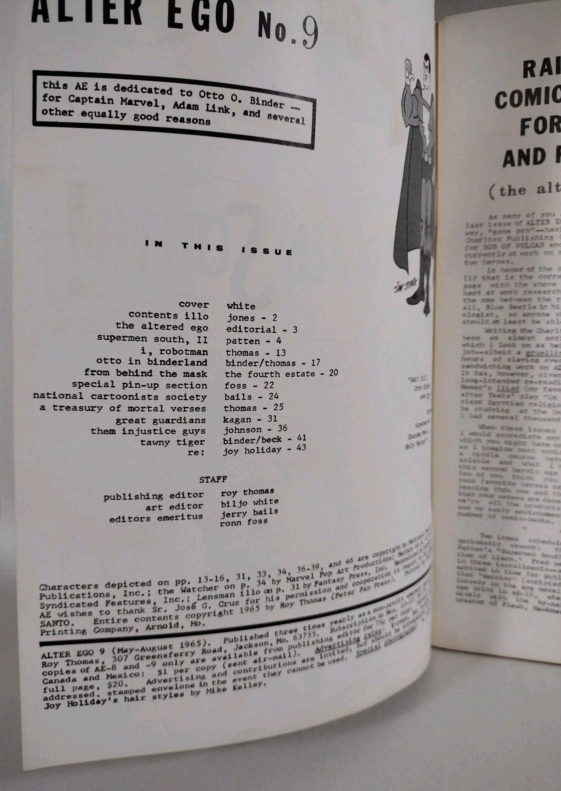 Alter Ego #9 (1965) Biljo White Santo Luchador Cover 48 Page Silver Age Fanzine 
