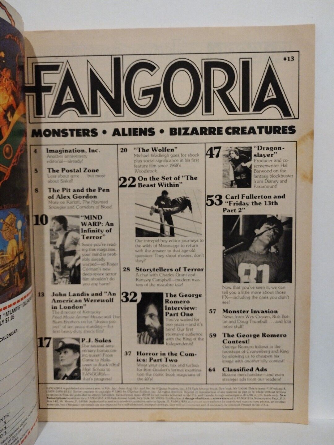 FANGORIA Magazine #13 (1981) Dragon Slayer George Romero John Landis Interviews