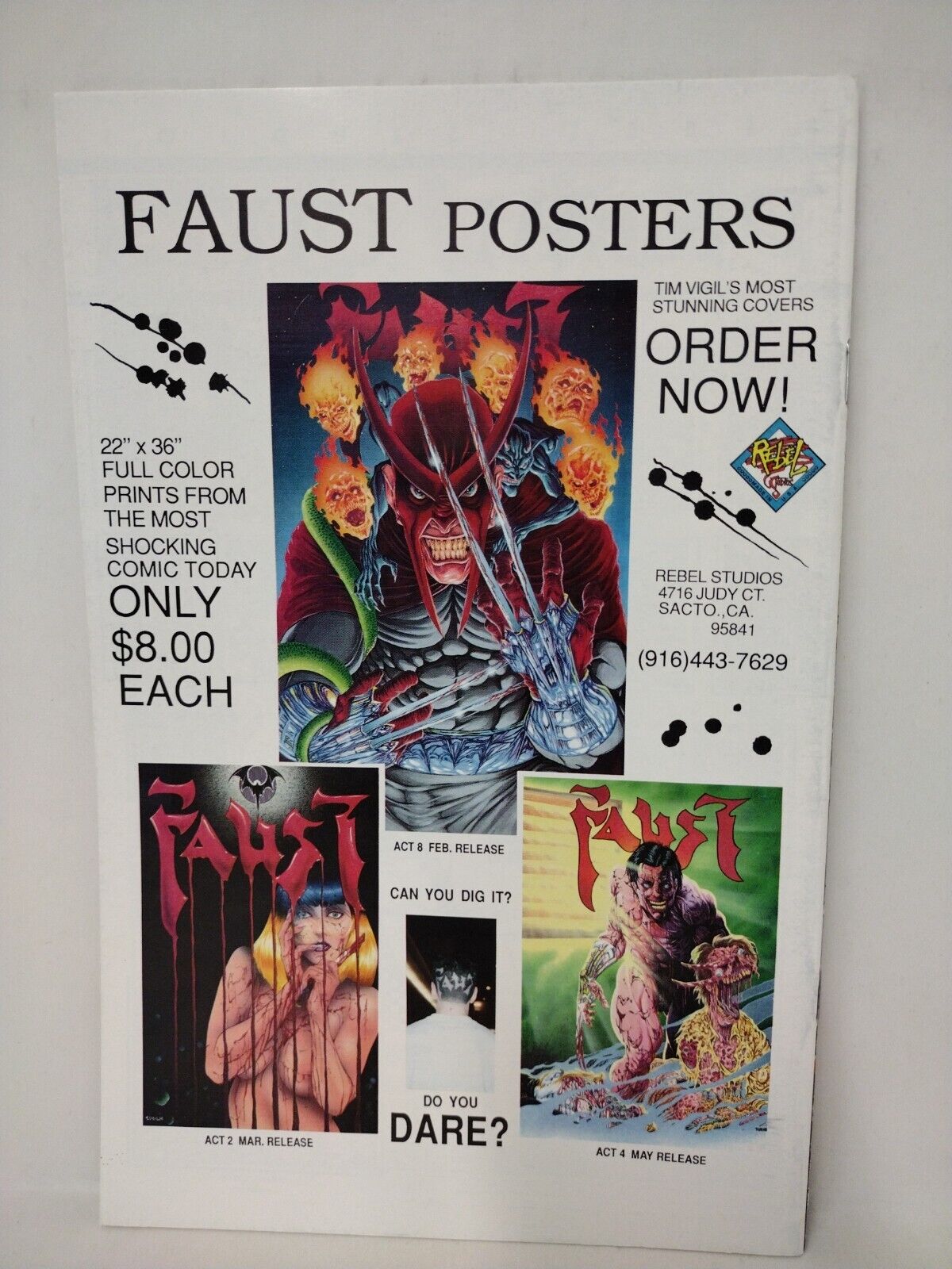 Faust Love Of The Damned Act 1 (1991) Rebel Studios First Print Signed #'d 3/69