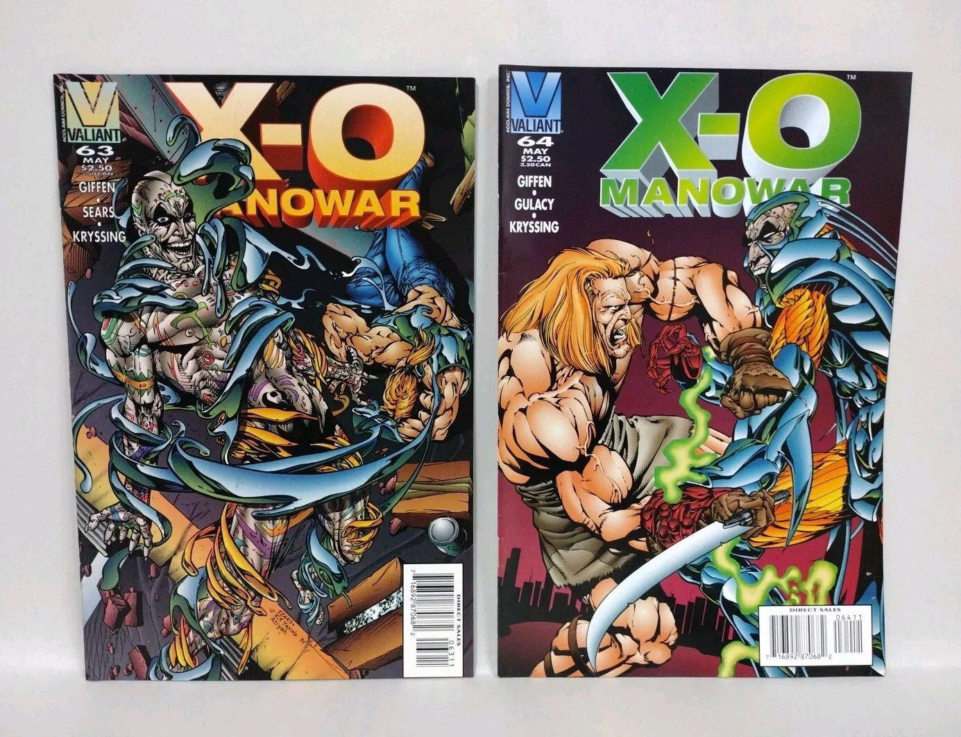 X-O Manowar (1996) Valiant Comic Lot Set #63 64 Bart Sears Paul Gulacy VF-NM