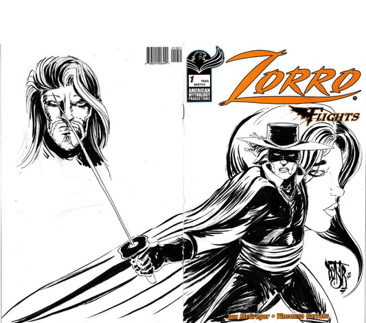 Zorro Flights #1 (2021) Blank Cover Variant Comic W Original Art Dcastr ARG COA