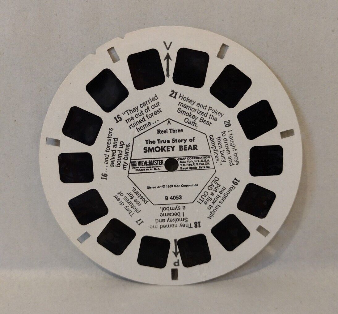 View-Master The True Story Of Smokey The Bear (1969) 3 Reel Set Booklet + Sleeve