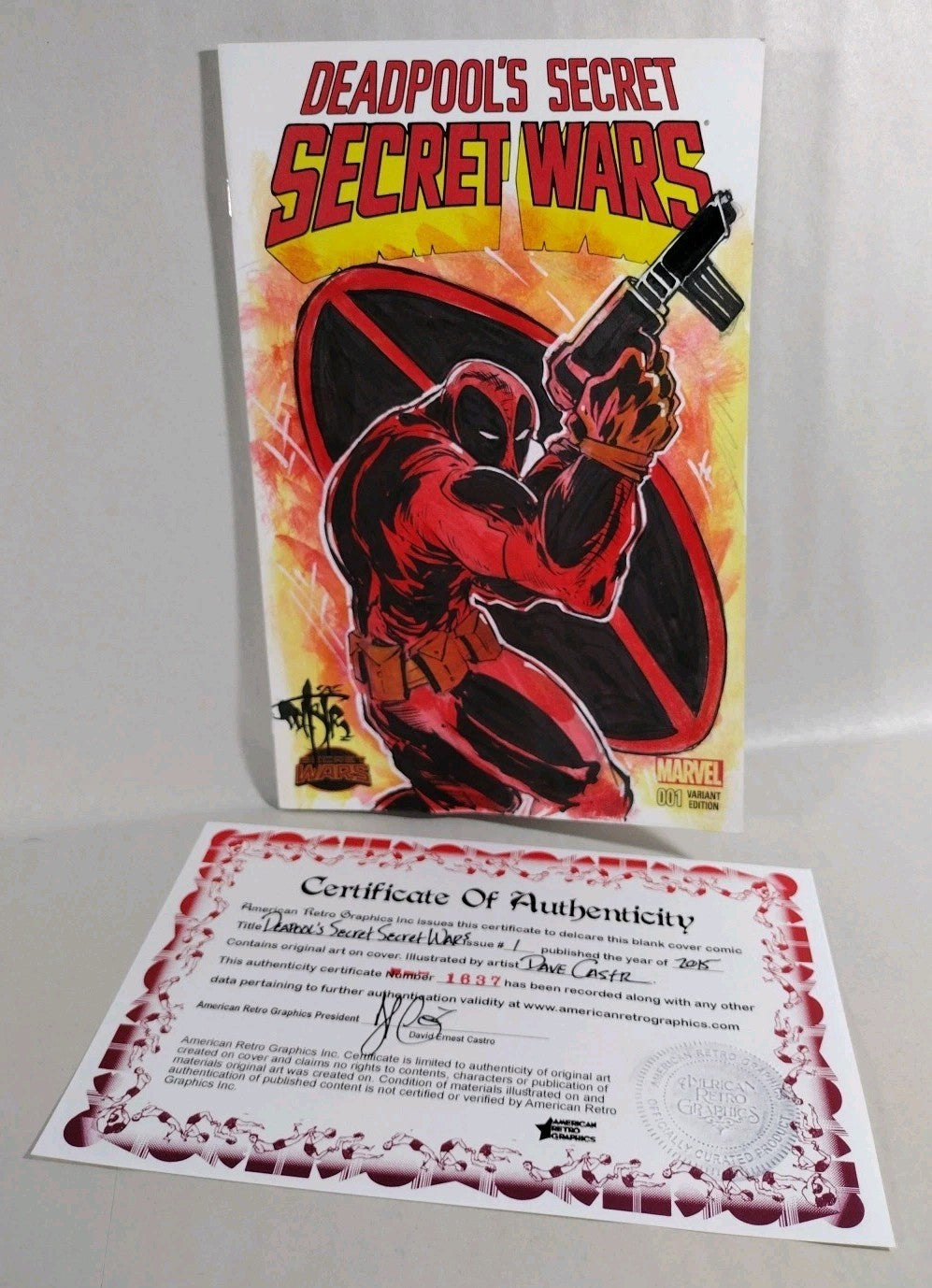 DEADPOOL'S SECRET #1 Sketch Cover Variant Marvel Comic w Original Dave Castr Art