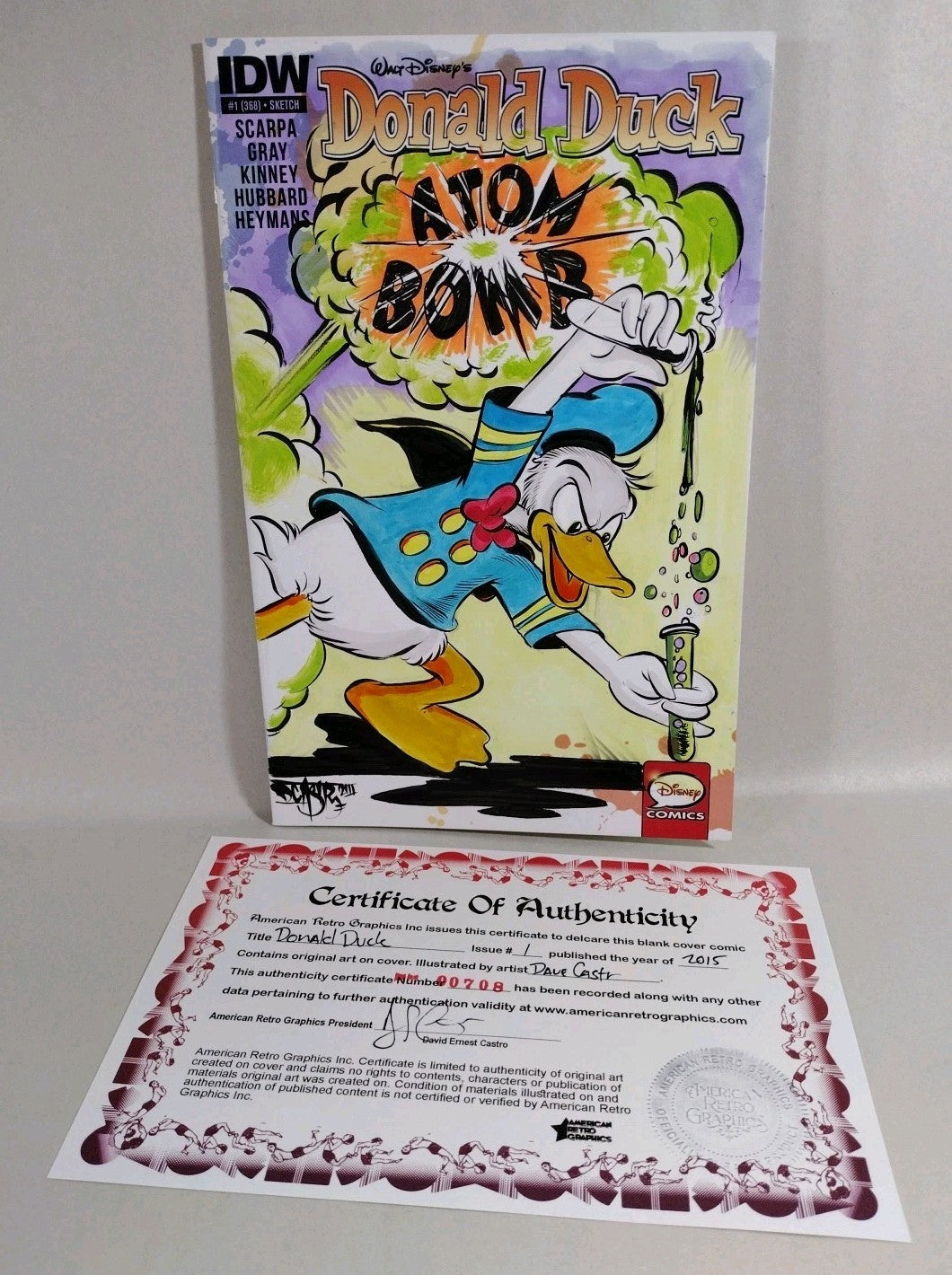 Donald Duck#1 (2015) IDW Blank Variant Comic With Original DCastr Watercolor Art