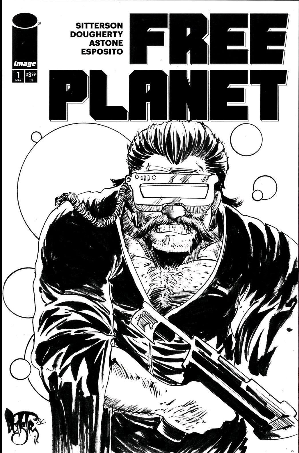 Free Planet #1 (2025) Image Comic Sketch Cover Variant W Original Dave Castr Art