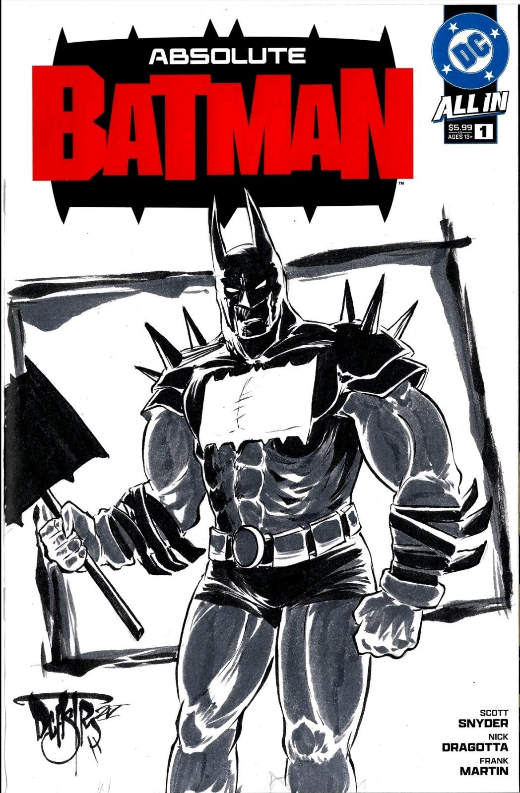 Absolute Batman 1 (2024) DC Comic Sketch 4th Variant Cover W Original DCastr Art