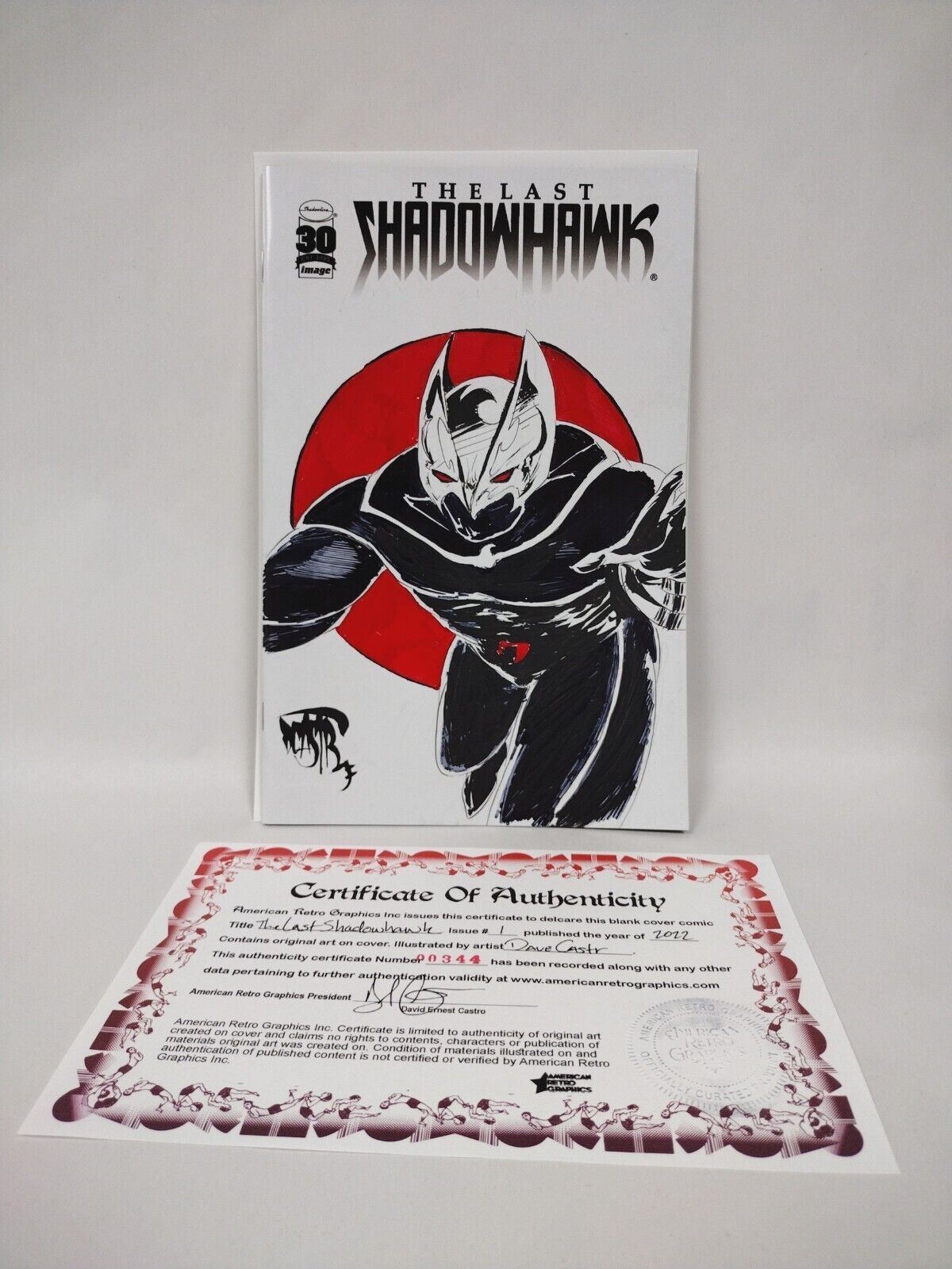 The Last Shadowhawk (2022) White Blank Cover Comic w Original Art Dcastr ARG COA