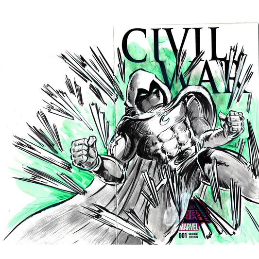 Secret Wars Civil War 1 2015 Marvel Blank Sketch Cover Original Moon Knight Art 