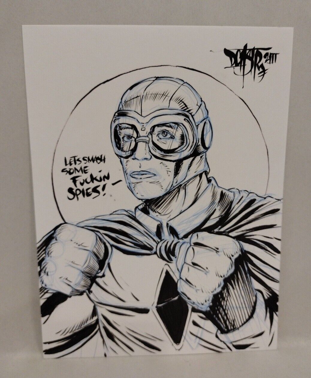 Original Comic Art "Spy Smasher" By Dave Castr W American Retro Graphics COA