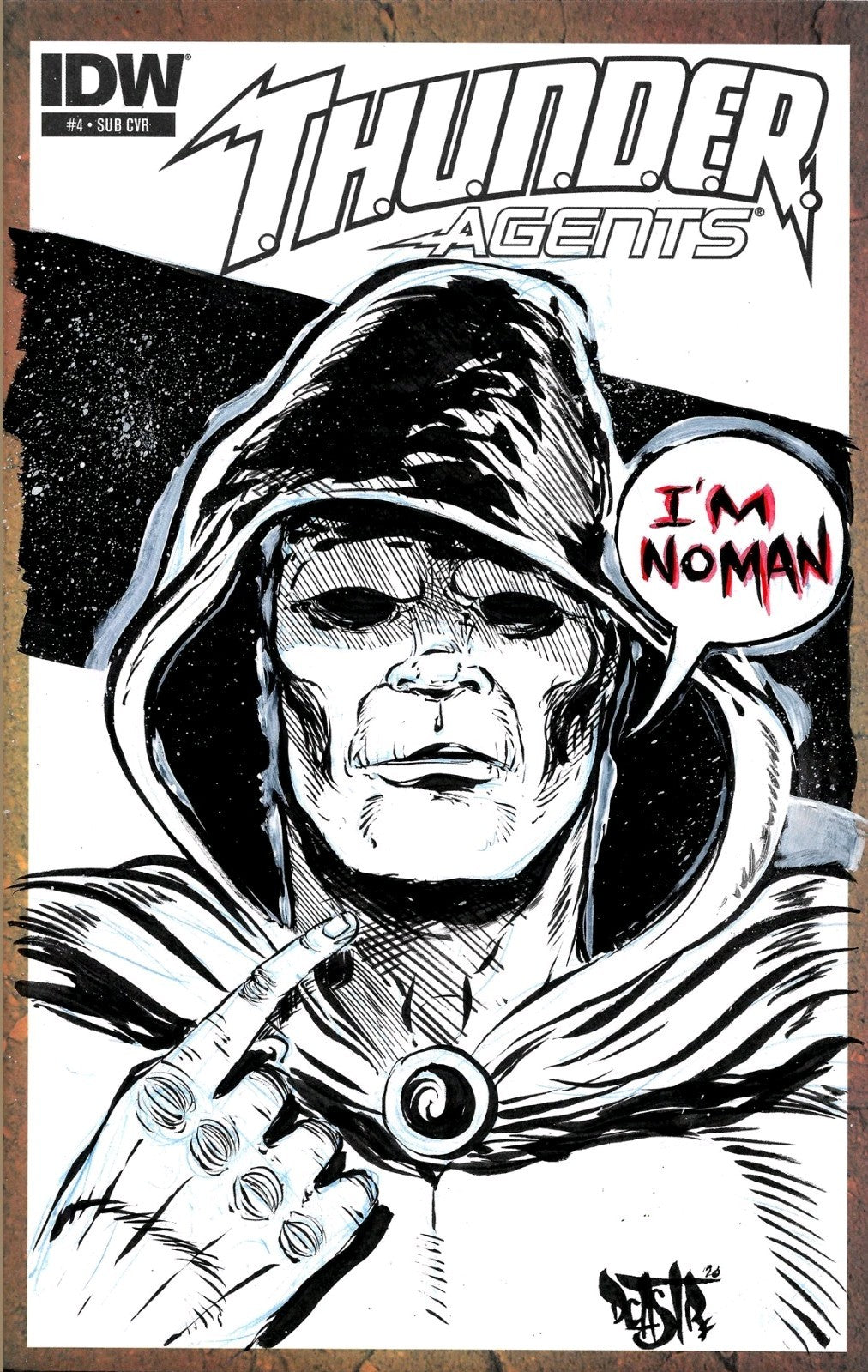 Thunder Agents #4 (2014) Blank Variant Comic Original DCastr Art COA