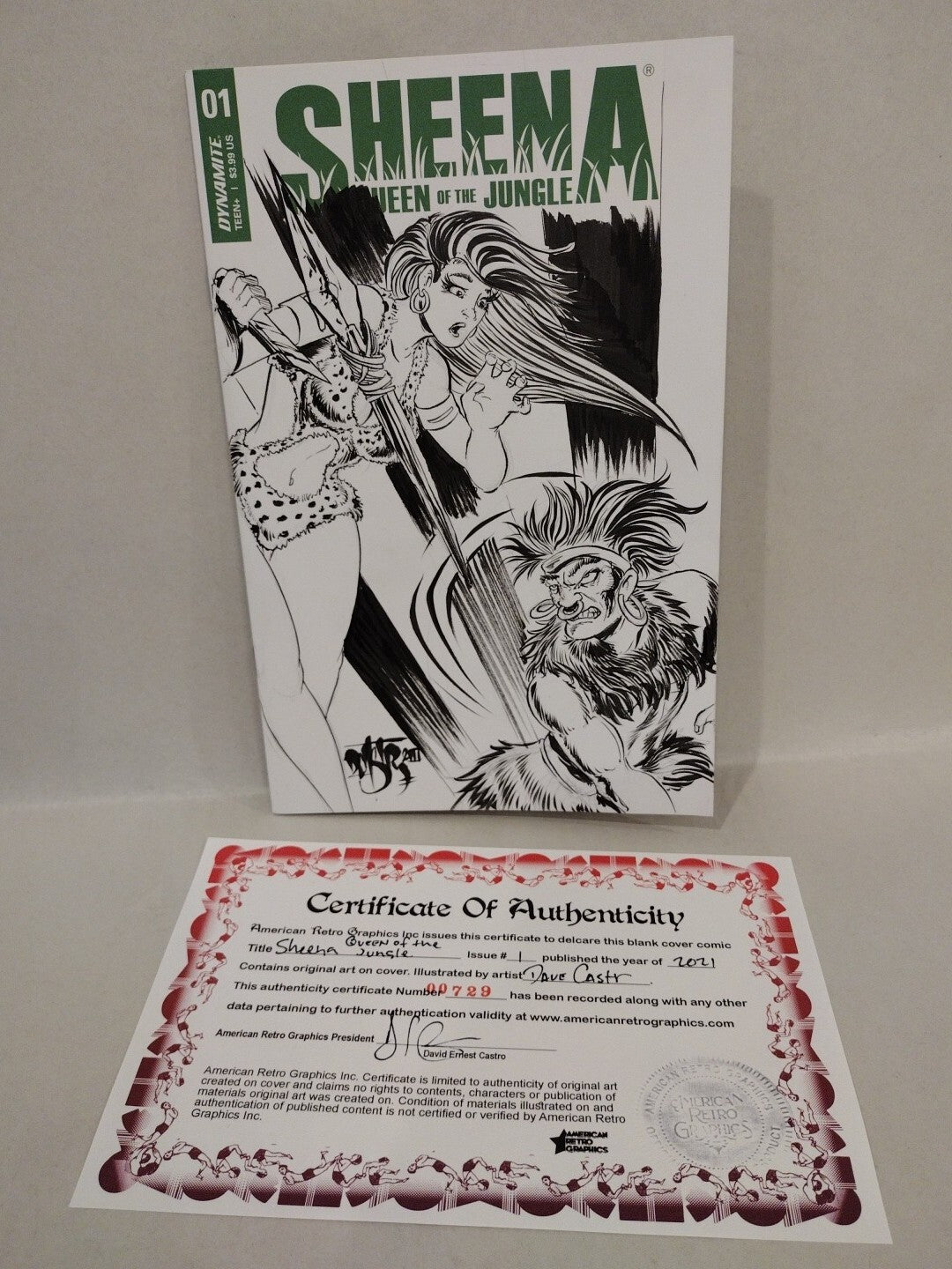 Sheena Queen of The Jungle #1 (2021) Blank Cover Comic w Original DCastr Art