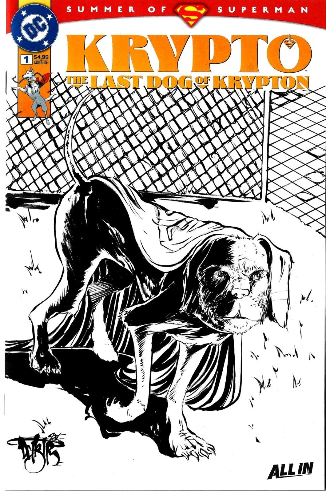 Krypto LDOK #1 (2025) DC Sketch Variant Cover Comic W Original Dave Castr Art
