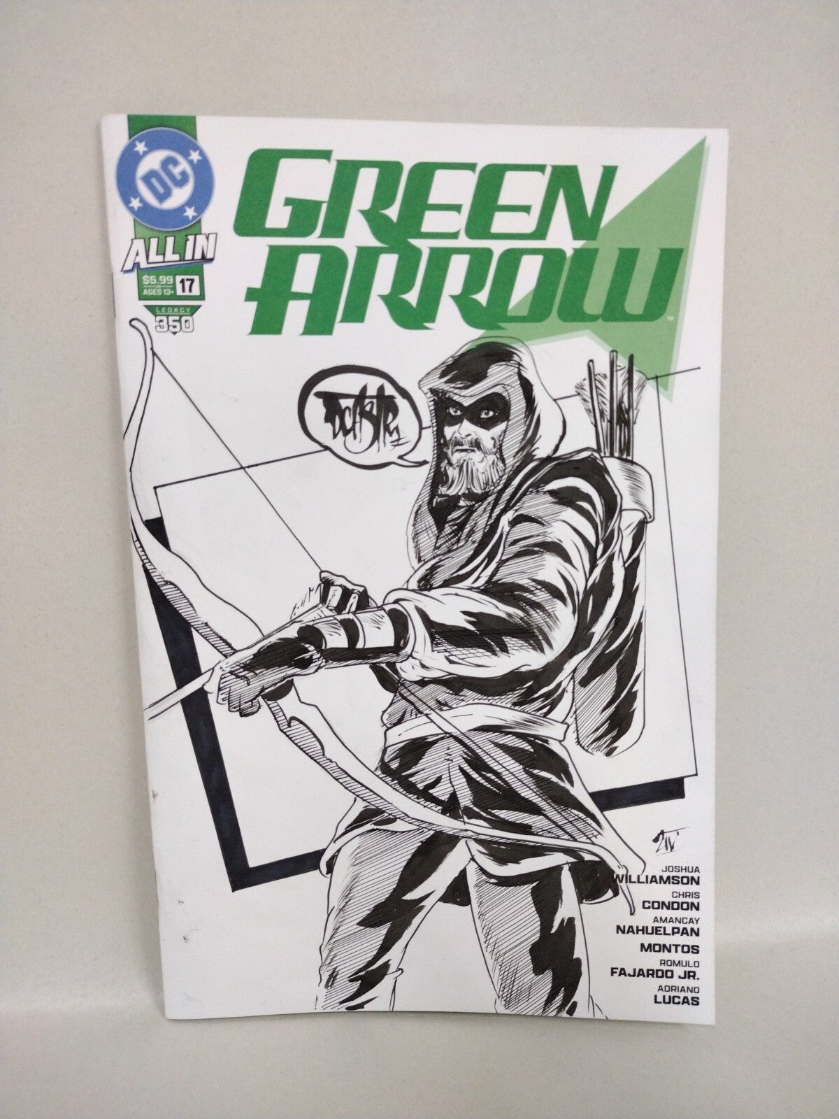 Green Arrow #17 (2024) DC Comic Sketch Variant Cover W Original Dave Castr Art