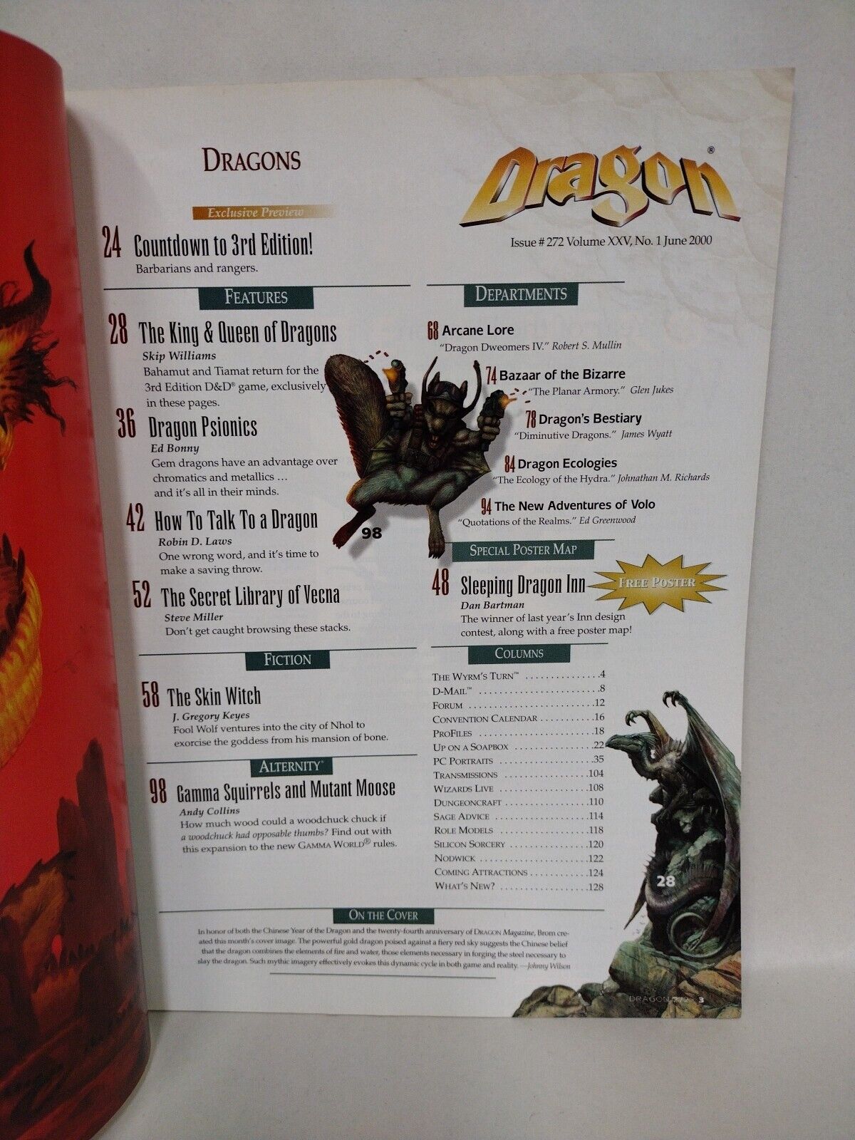 Dragon Magazine #272 (2000) Dungeons & Dragons W Poster Map Wizards Of The Coast