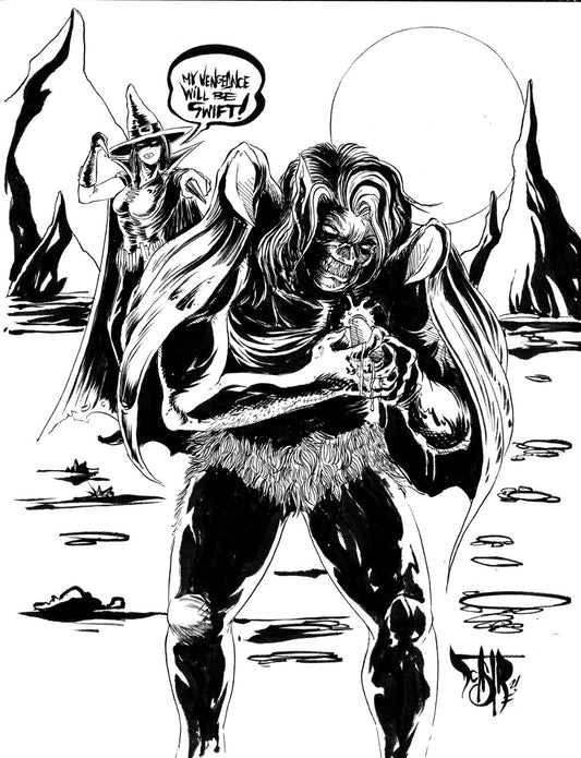 My Vengeance 9x 12" Original Dave Castr Inked Horror Comic Art  W ARG COA 64