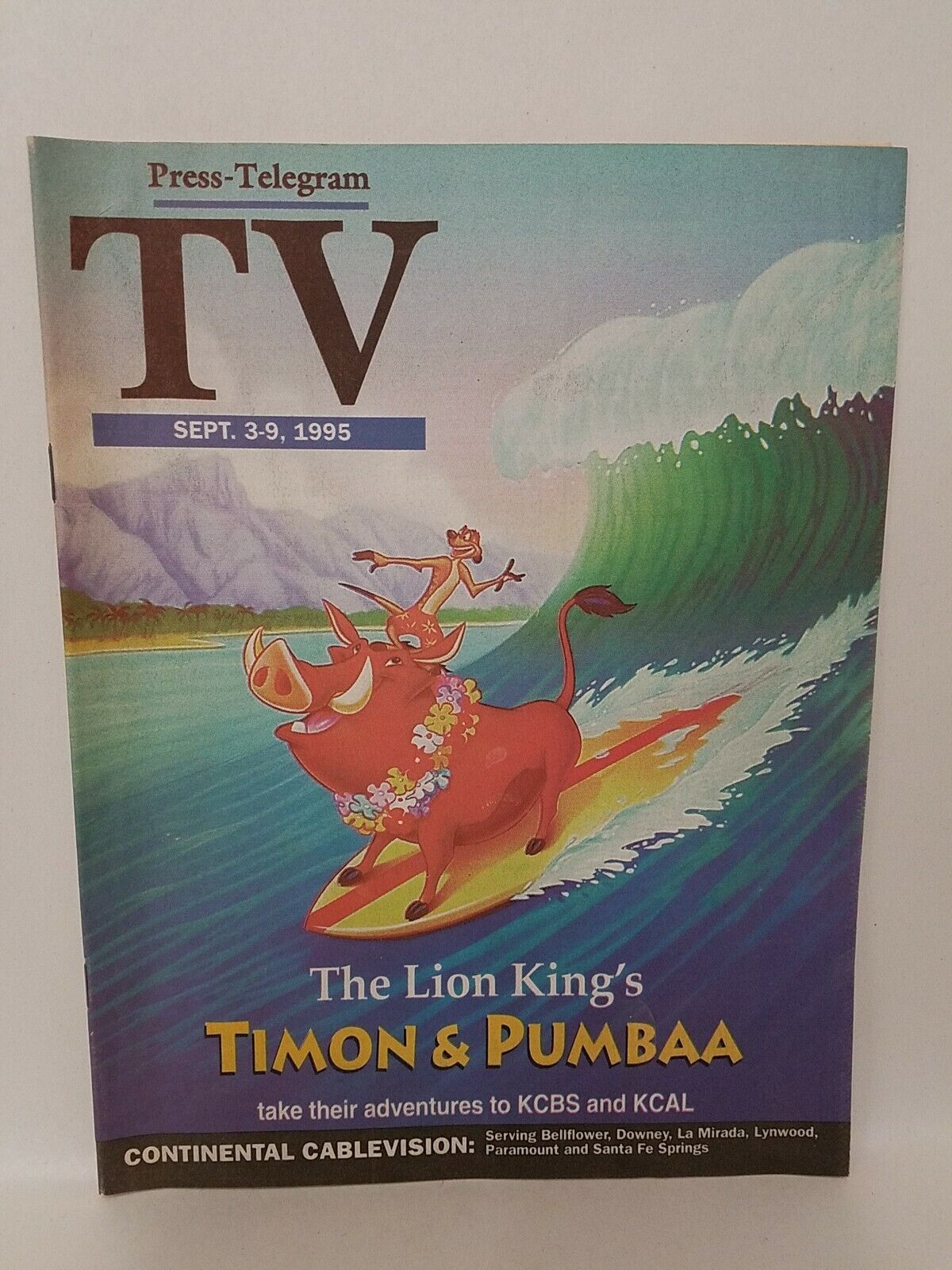 Press-Telegram TV (1995, Paramount Ca) September 3-9 Disney Timon & Pumbaa Cover