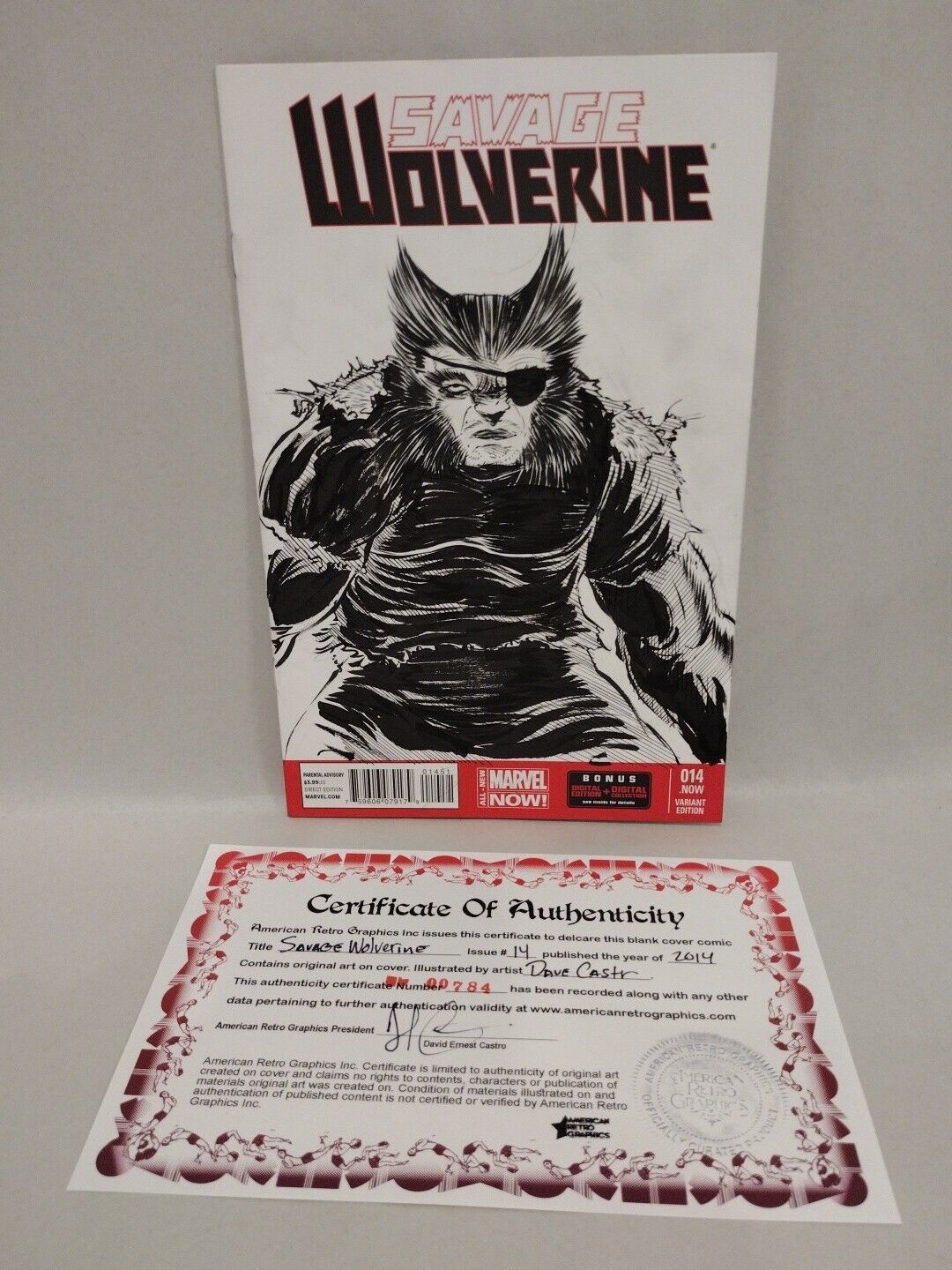 Savage Wolverine 14 (2014) Marvel Blank Variant Comic w Original Dave Castr Art