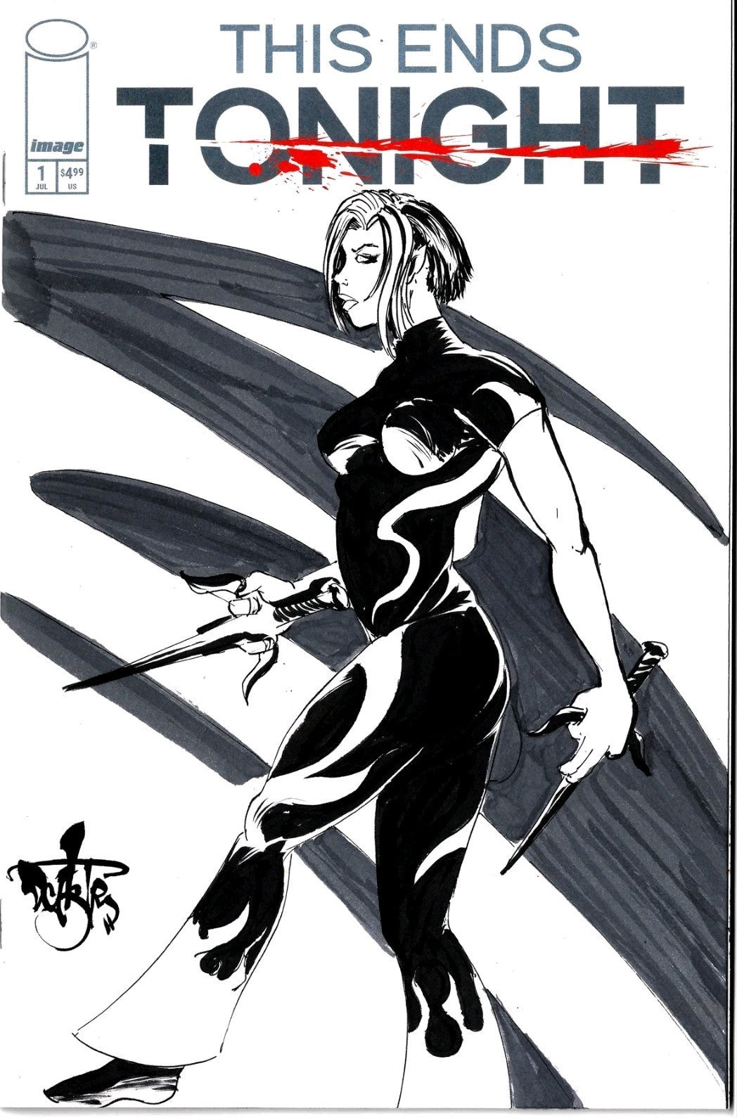 This Ends Tonight #1 Image Comic 2025 Sketch Cover Variant W Original DCastr Art