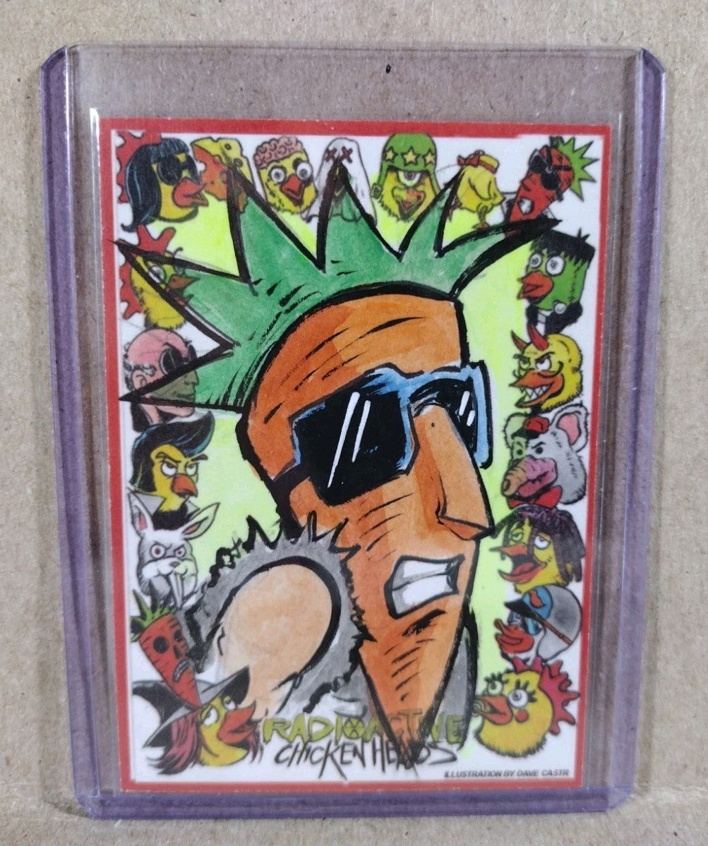 Radioactive Chicken Heads Exclusive Sketch Card W Original Carrot Top DCastr Art