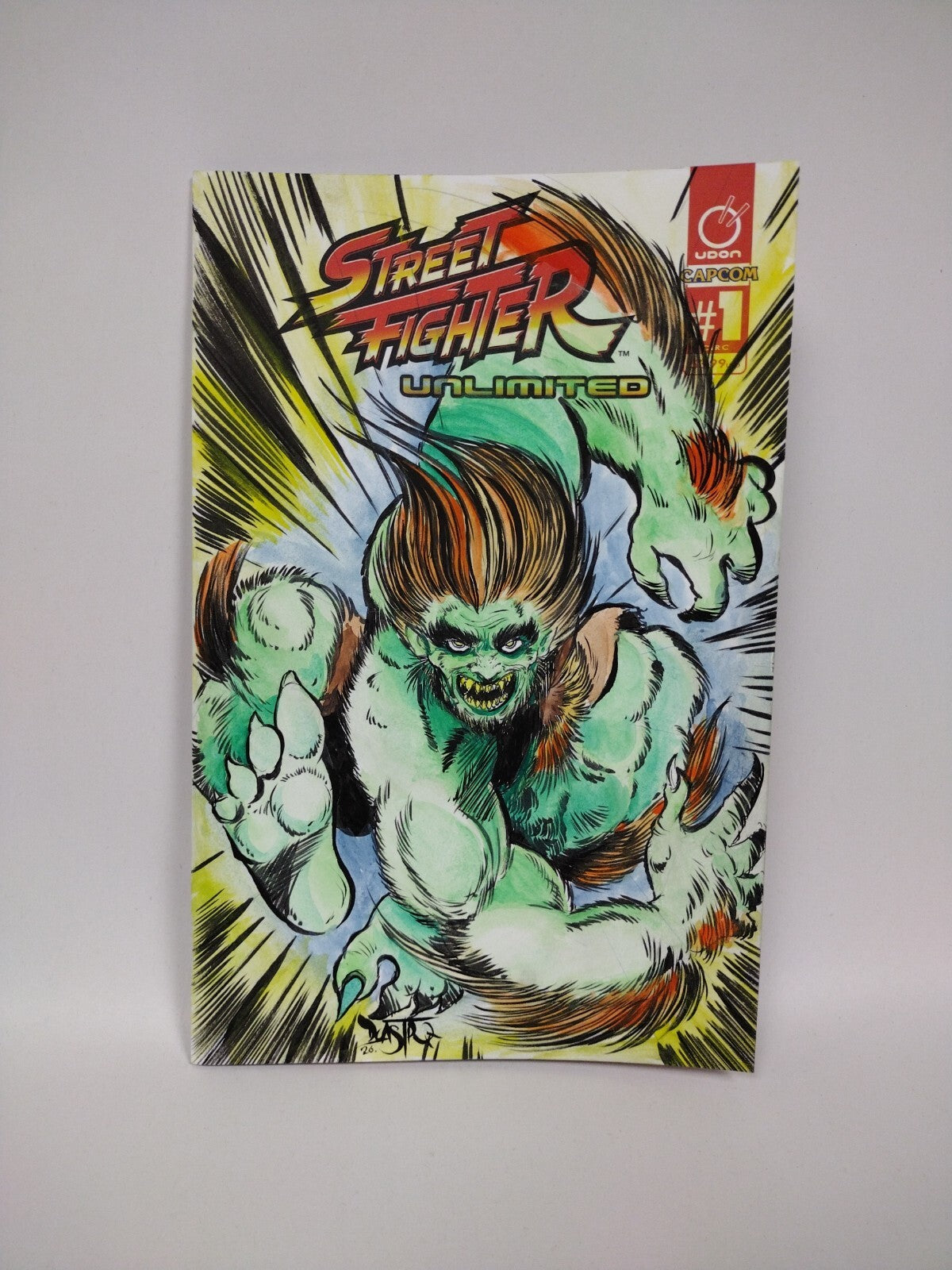Street Fighter Unlimited 1 Sketch Variant Comic W Original DCastr Blanka Art COA