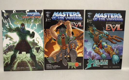 Masters Of The Universe (2003) Icons Of Evil Comic Lot Set Mer-man Triklops Snak