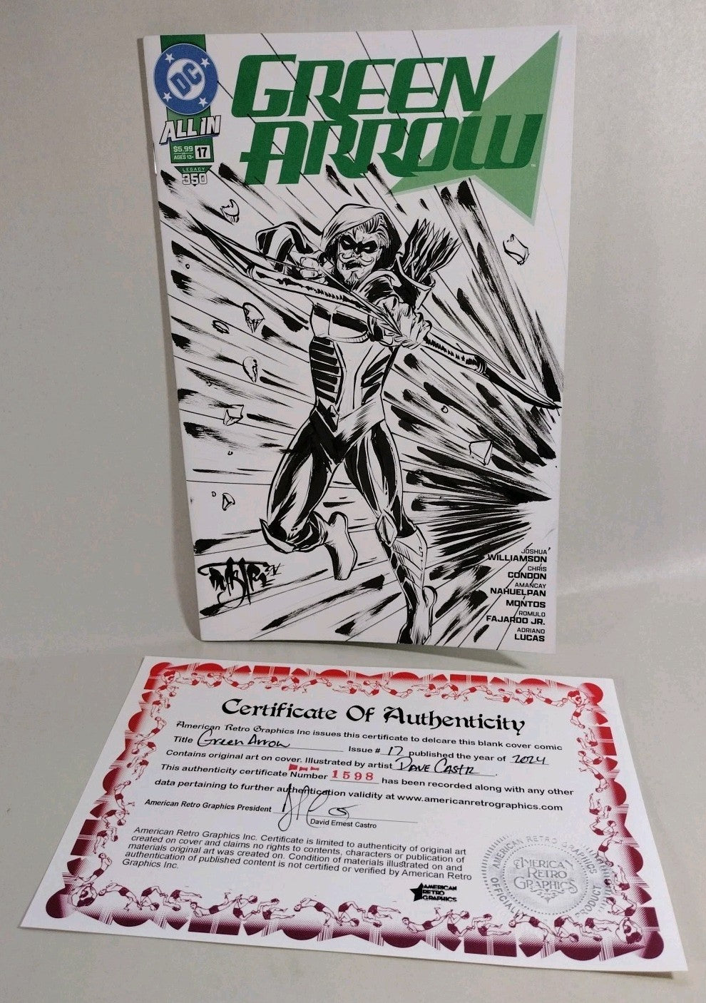 Green Arrow #17 (2024) DC Comic Sketch Variant Cover W Original Dave Castr Art