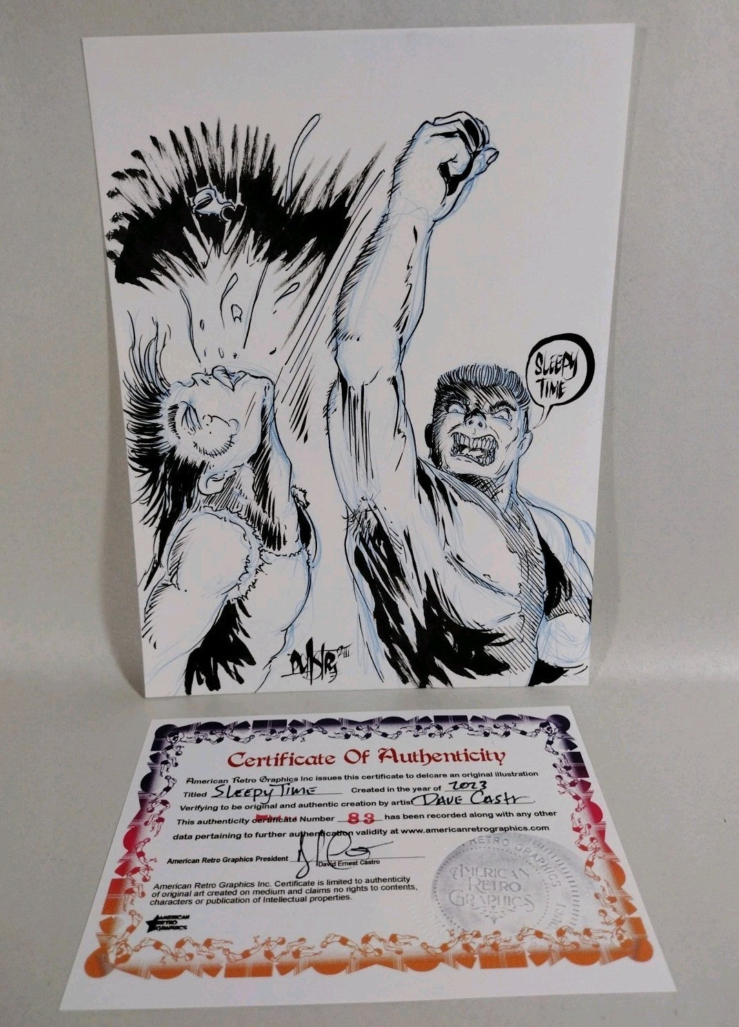 Sleepy Time (2023) Original 6 X 8" Dave Castr  Comic Art With ARG COA 83