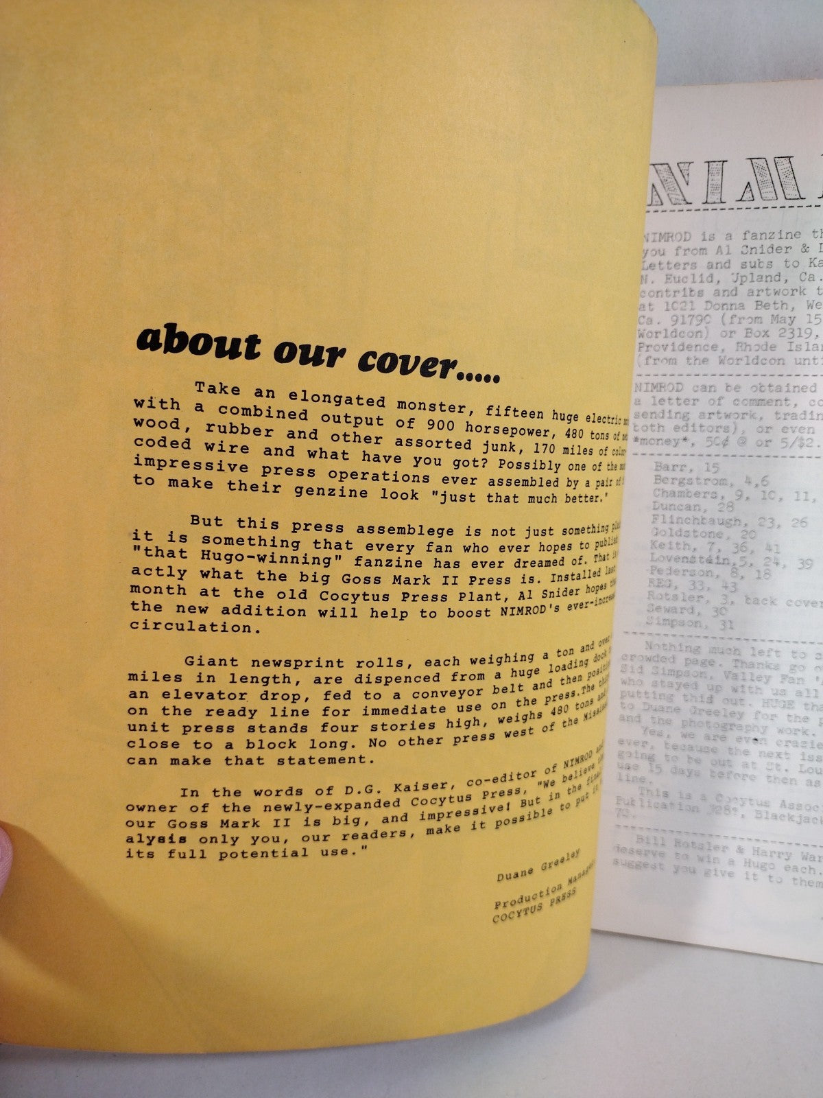 Nimrod #13 (1969) Blackjack Press California Fanzine Cocytus Press Photo Cover