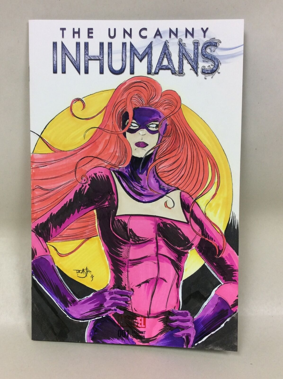 Uncanny Inhumans #1 (2015) Blank Cover Variant Comic W Original Art DCastr COA 