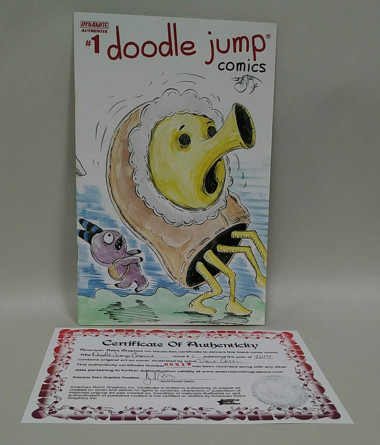 Doodle Jump Comics 1 Keenspot 2014 Sketch Cover Comic W Original Dave Castr Art