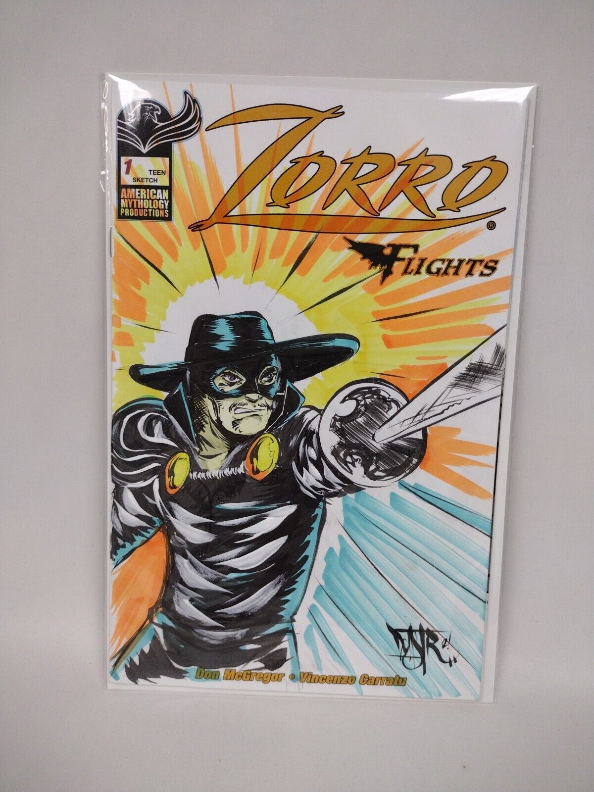 Zorro Flights #1 Blank Cover Variant Original DCastr Art COA