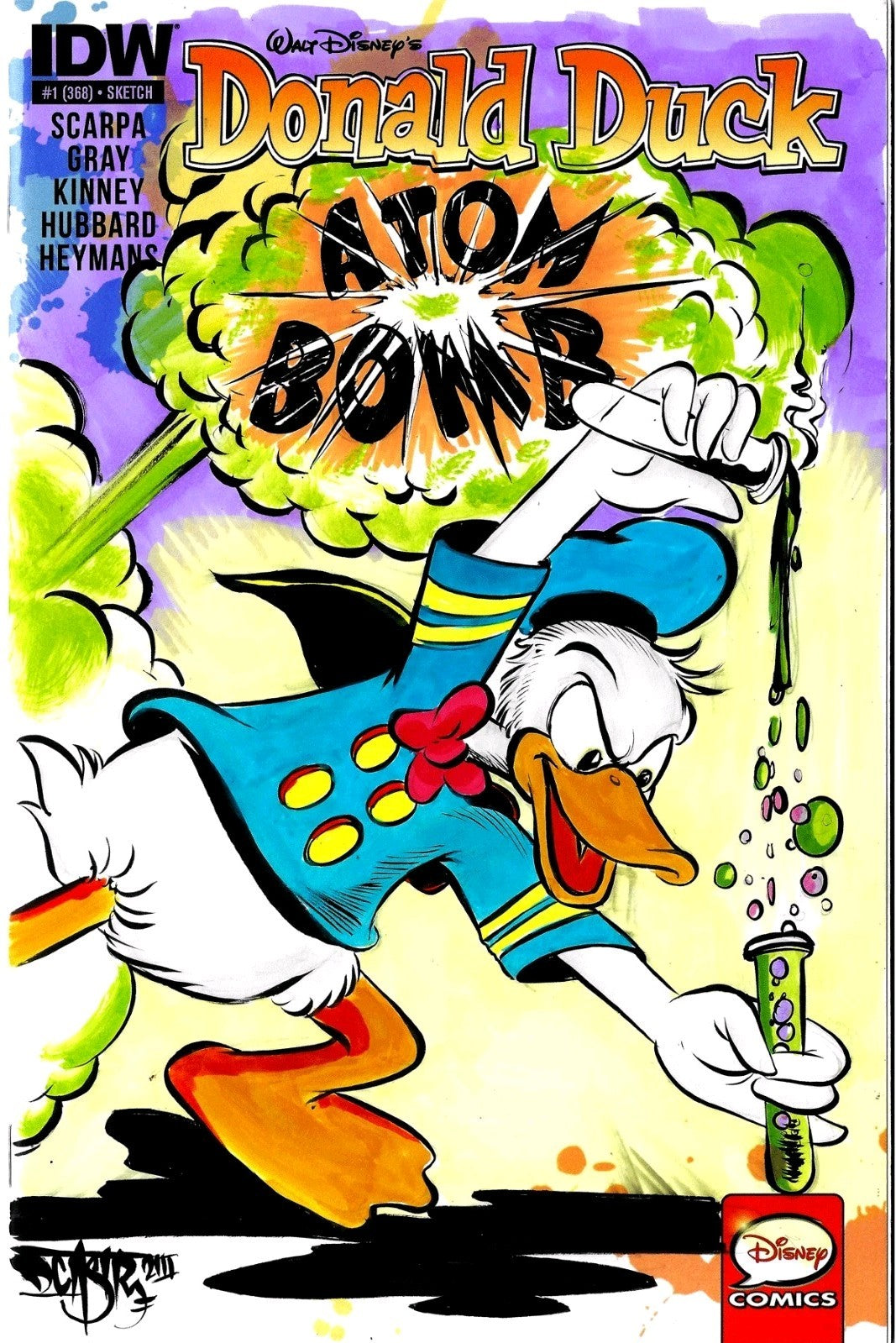Donald Duck#1 (2015) IDW Blank Variant Comic With Original DCastr Watercolor Art
