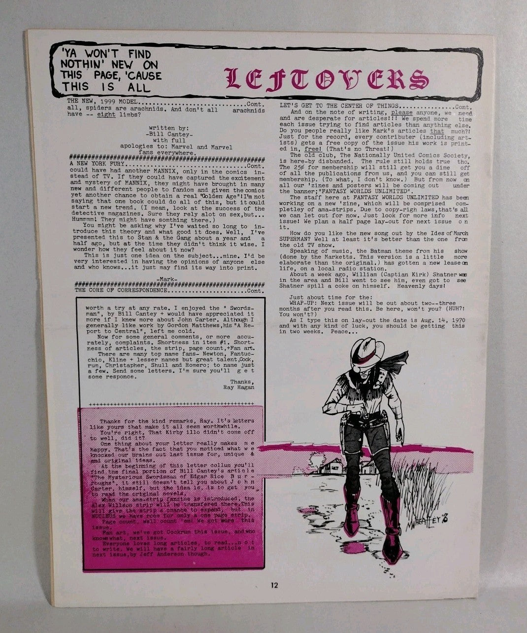 NUCLEUS Fanzine #5 (1970) Mark Wheatley 12 Pg Self Publication Good Condition 