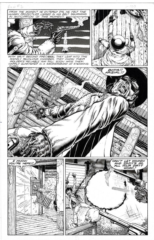 Original Joe Vigil Gunfighters In Hell Comic Art Pg 24 Issue 3 Hand Lettered
