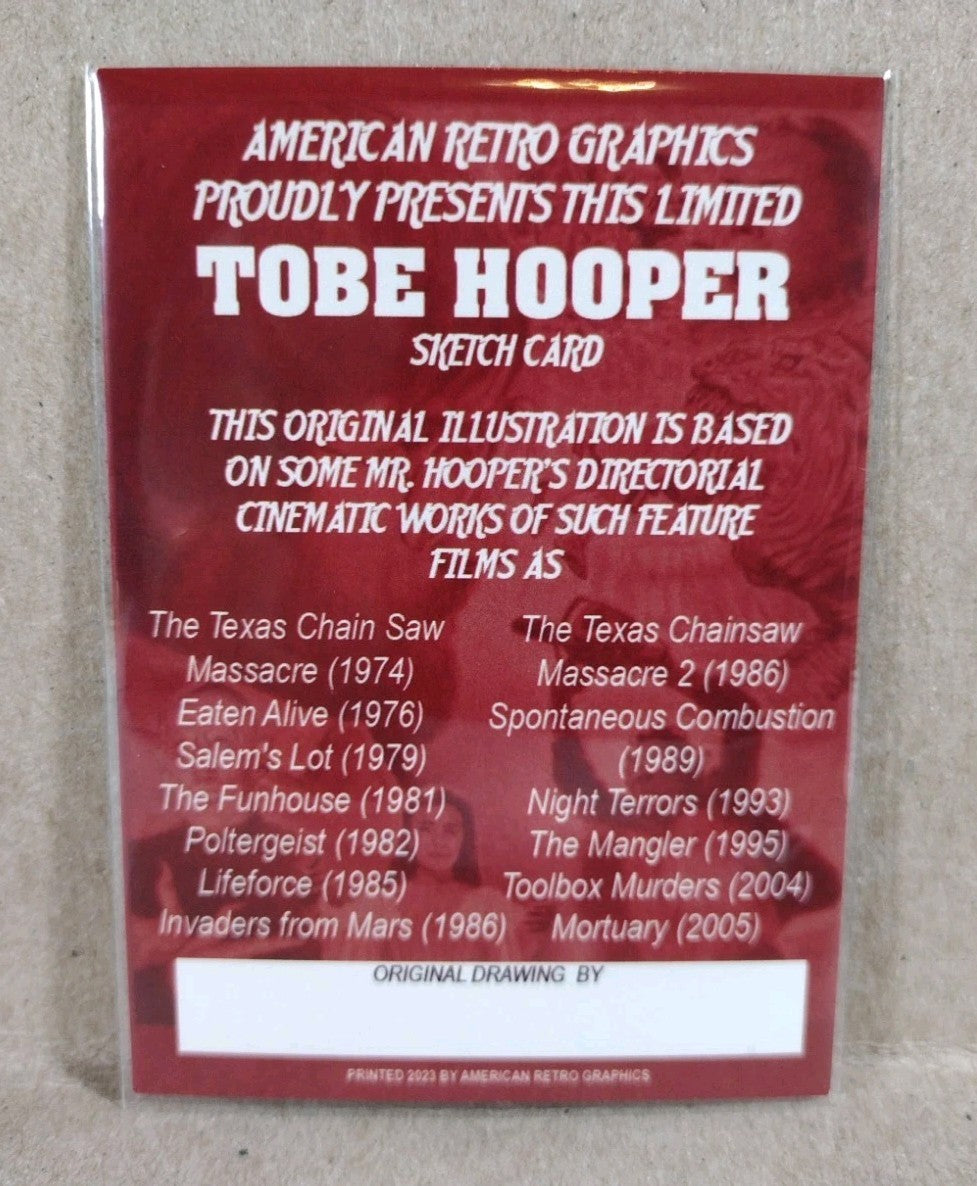 Tobe Hooper Tribute Sketch Card 2022 ARG W Original Dave Castr Leather Face Art