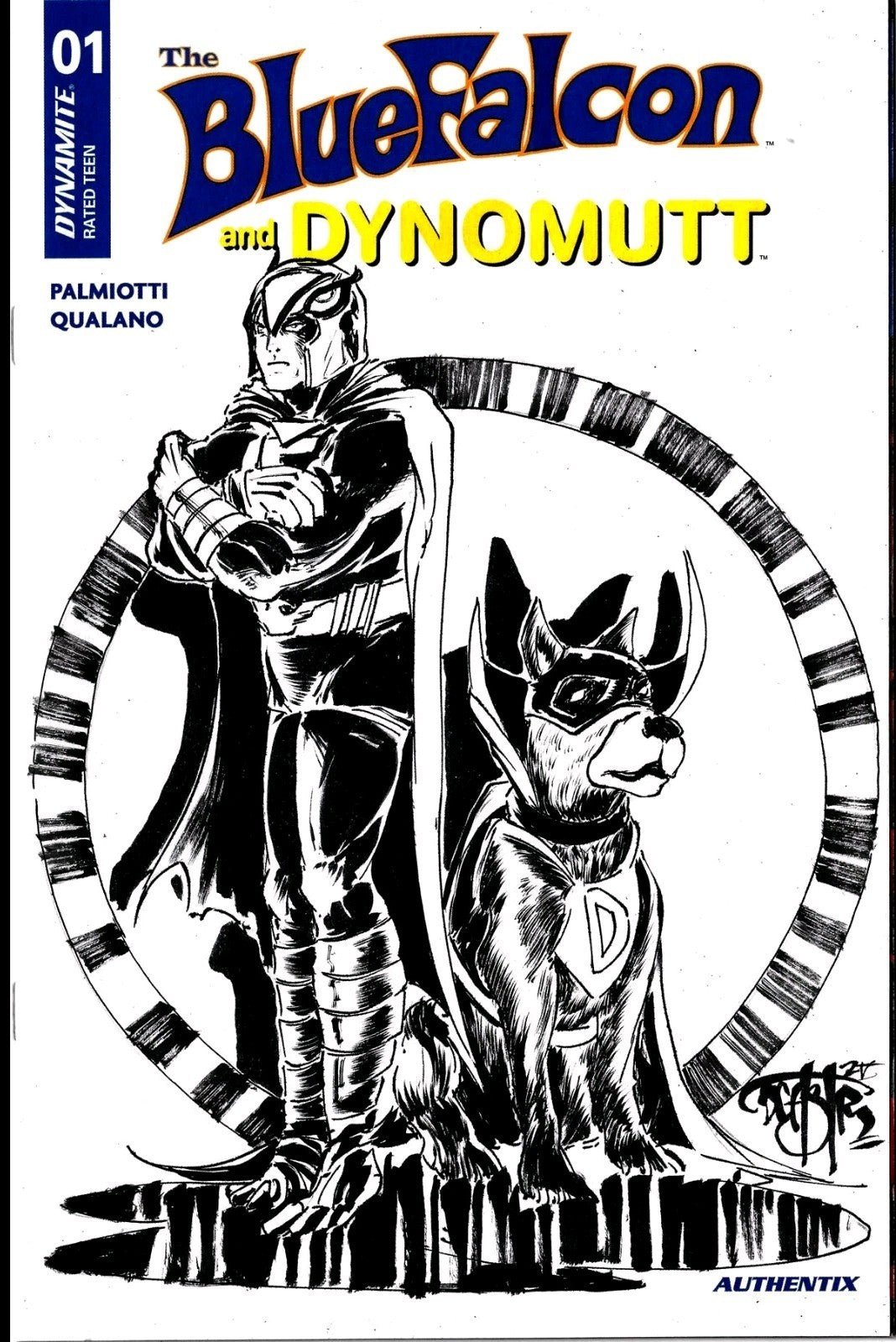Blue Falcon & Dynomutt #1 (2025) Dynamite Comic Sketch Cover W Original Art