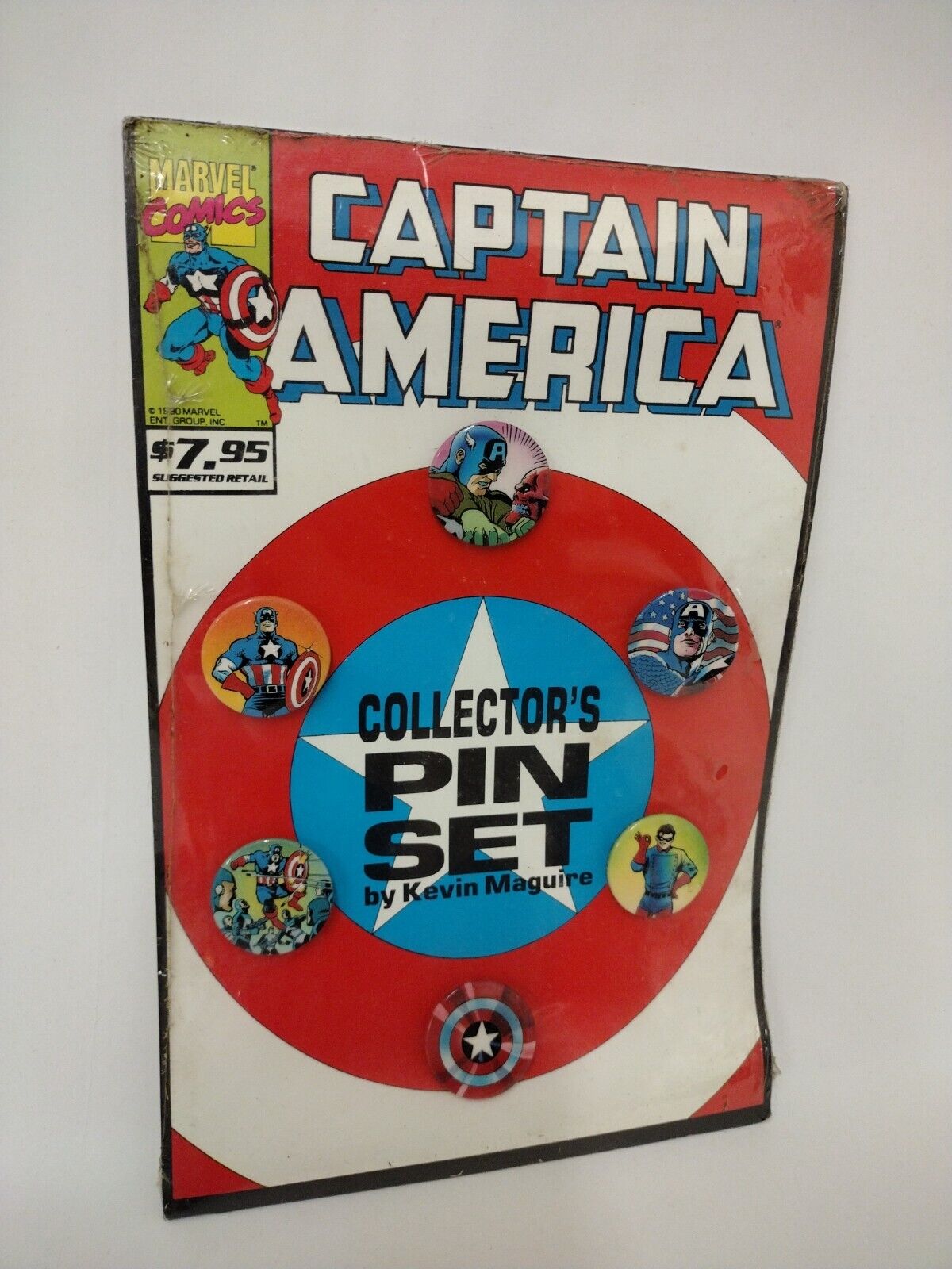 Captain America Collector's Marvel Pin Set (1990) Kevin Maguire Art Red Skull