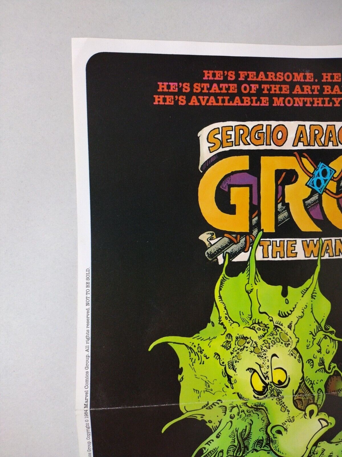Sergio Aragone's GROO The Wanderer (1984) Epic Comics Retailer Poster Folded