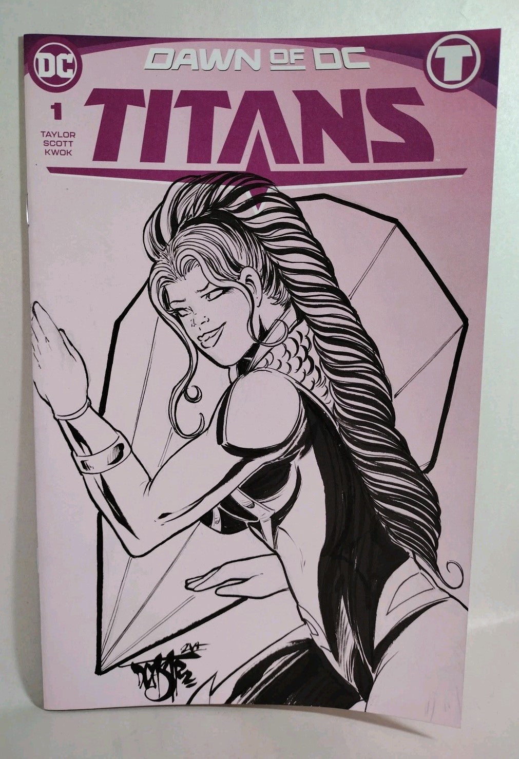 Titans #1 (2023) DC Comic Sketch Variant Cover w Original Starfire DCastr Art