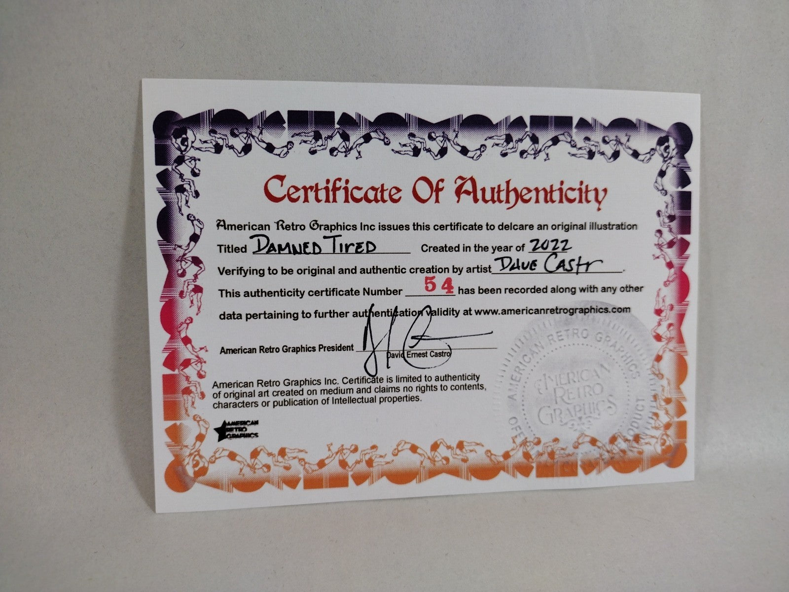 Damned Tired 9x 12" Original Dave Castr Detective Comic Art W ARG COA 54