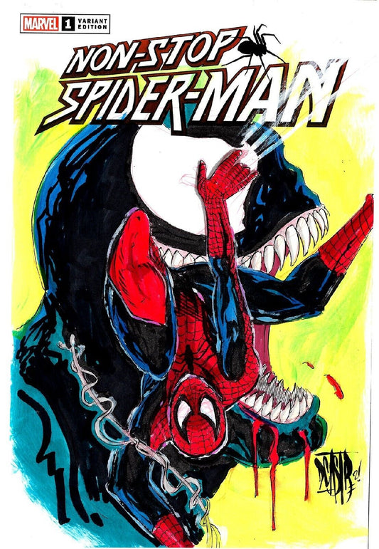 Non-Stop Spider-Man 1 (2021) Marvel Blank Sketch Cover W Original Dave Castr Art