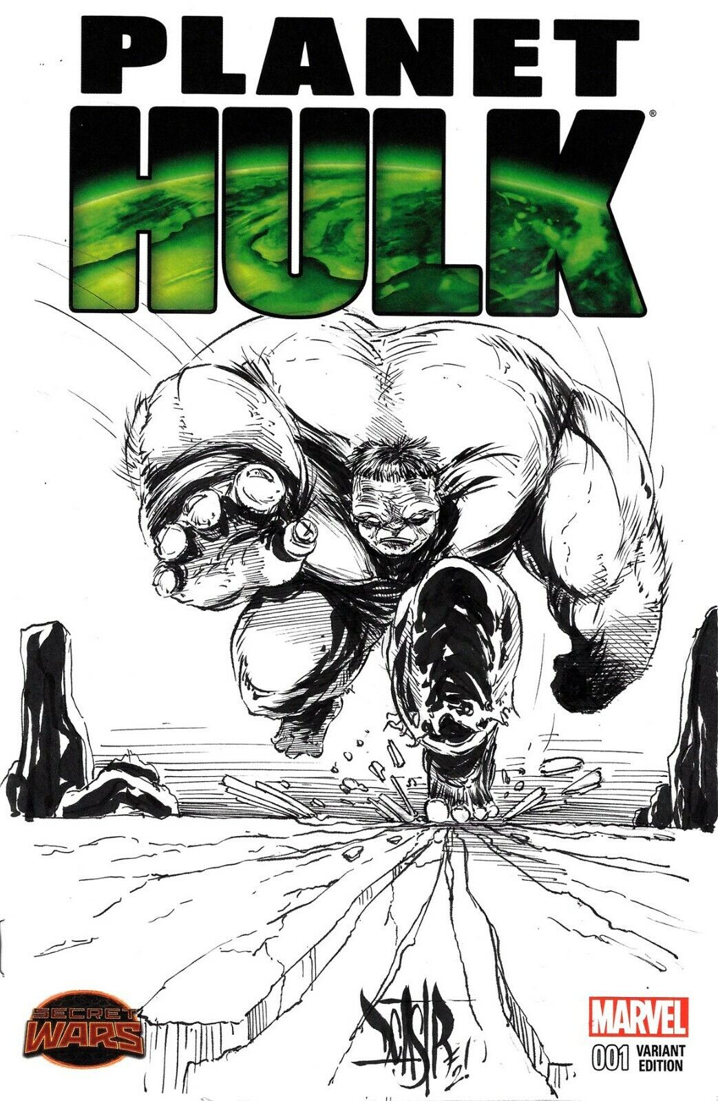 Planet Hulk 1 (2015) Blank Cover Variant Comic W Original Dcastr Art ARG COA 150