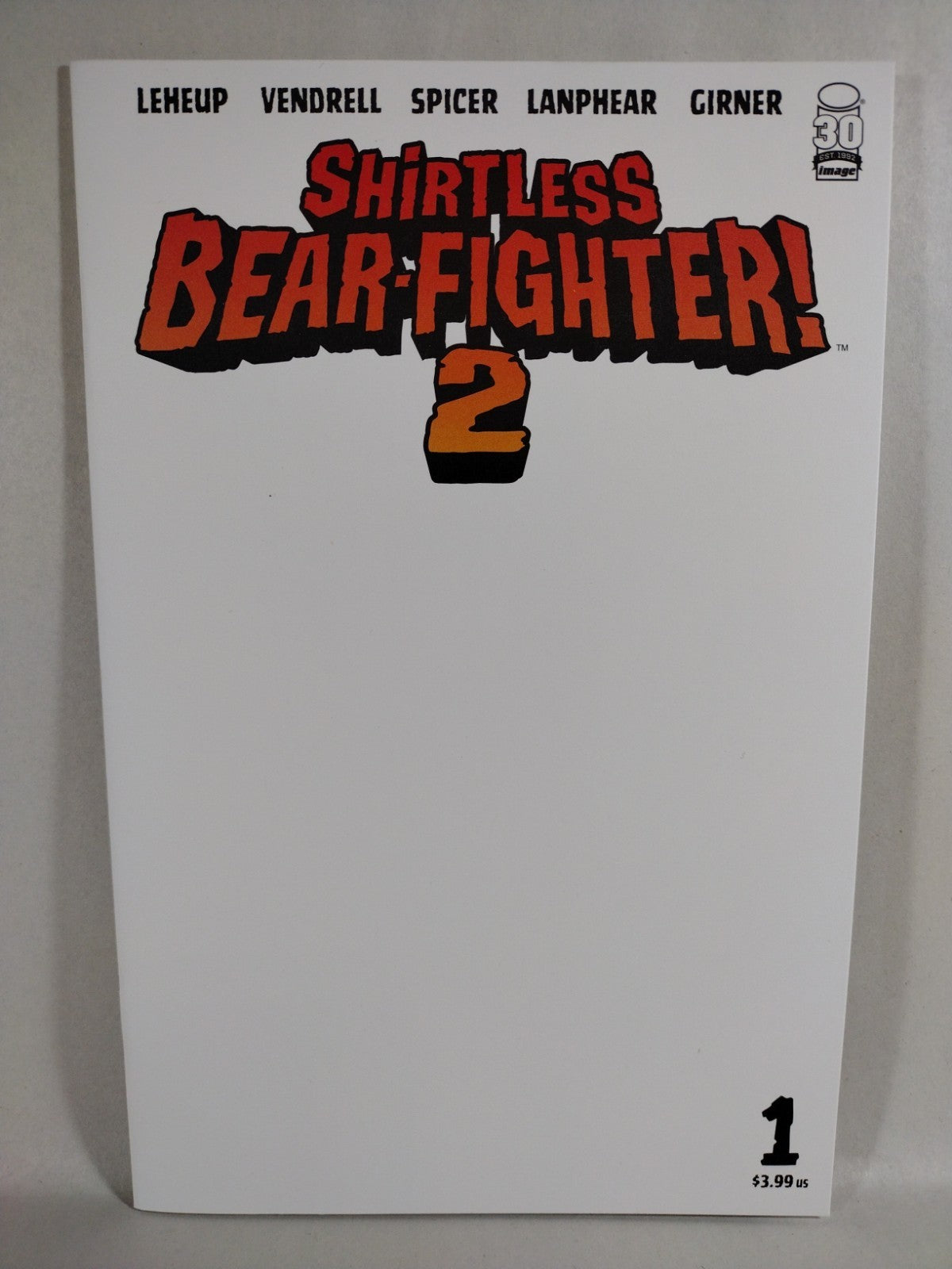 Shirtless Bear-Fighter 2 #1 (2022) Image Comic Blank Sketch Cover NM