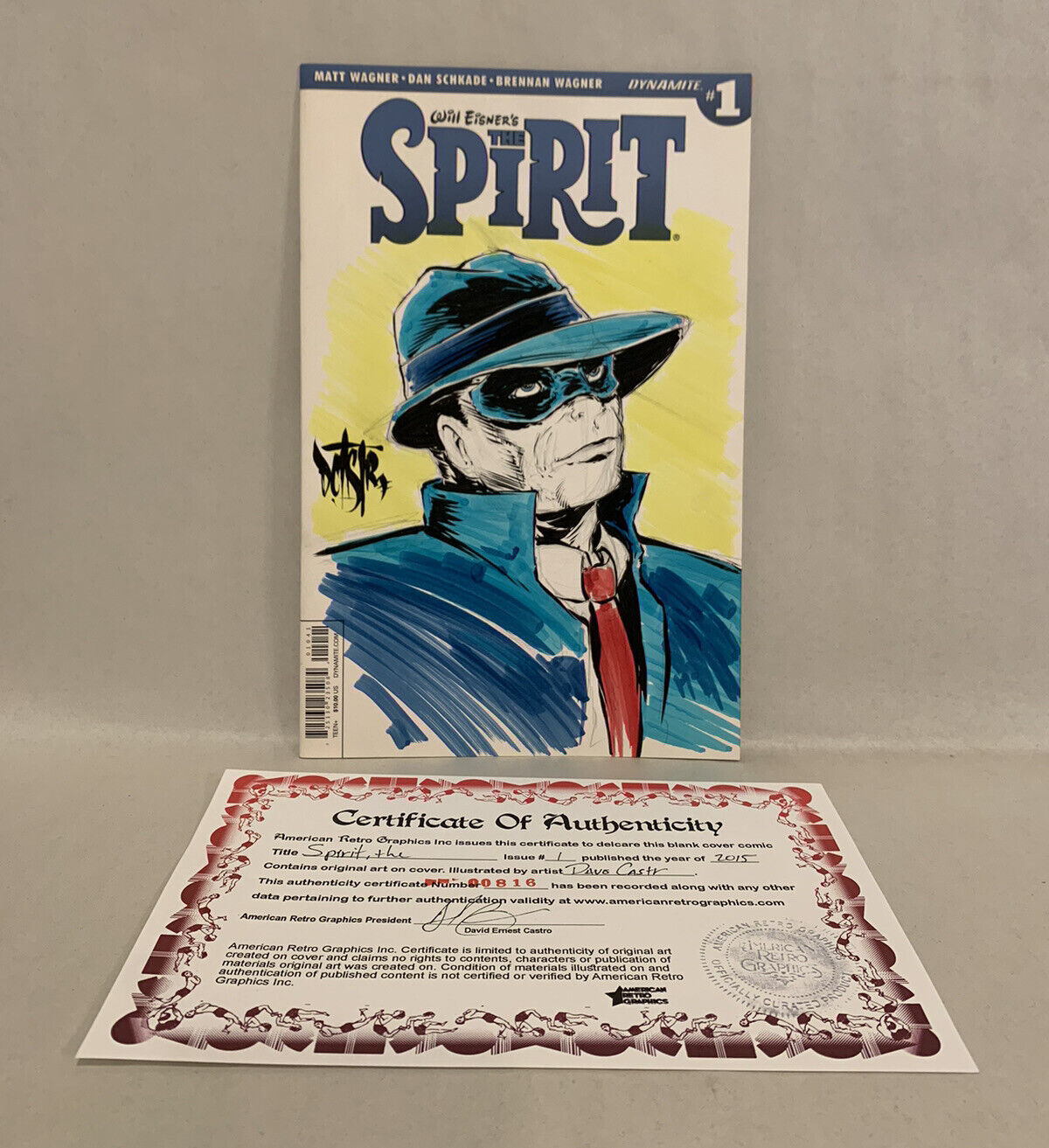 The Spirit #1 Blank Sketch Variant Cover Comic 2015 W Original Art Dave Castr