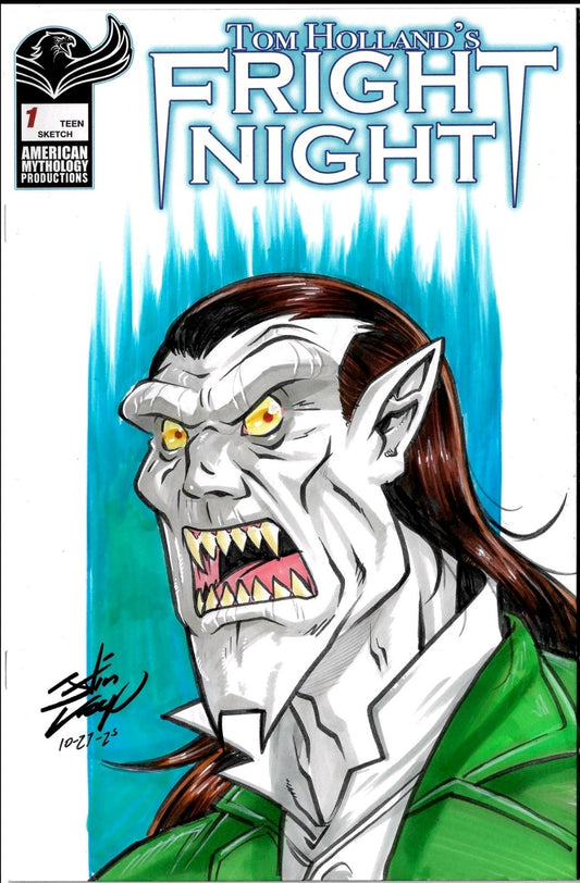 Tom Holland Fright Night 1 (2021) Sketch Cover Variant W Original Jevin Loop Art