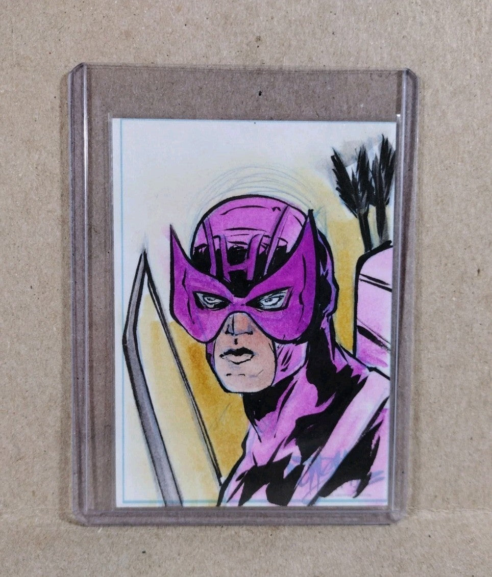 Dave Castr Crusin (2025) OAC Sketch Card W Original Marvel Hawkeye Art ACEO