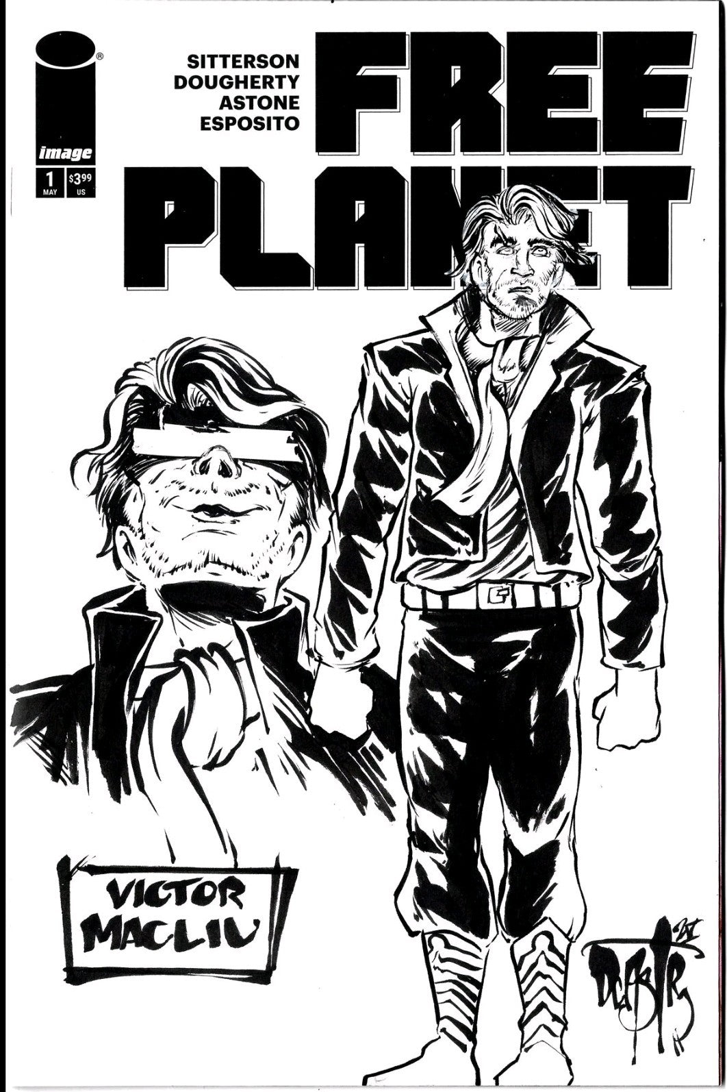Free Planet #1 (2025) Image Comic Sketch Cover Variant W Original Dave Castr Art
